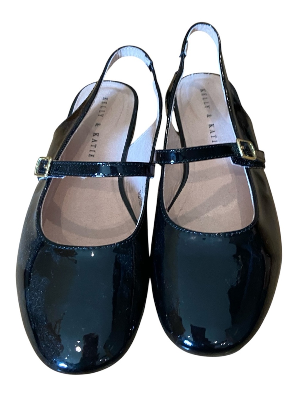 Kelly & Katie Black Patent Mary Jane Slingback Flats